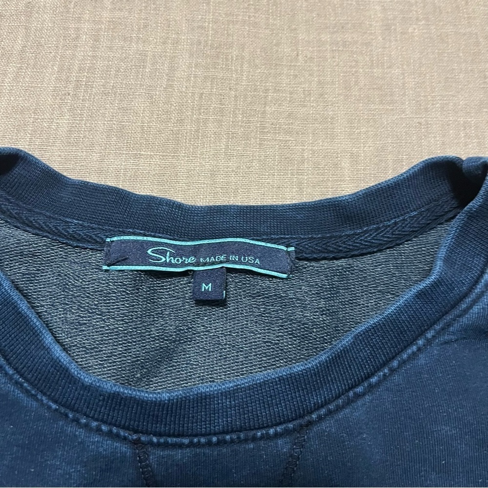 Shore Resort Wear Acid Wash Navy Blue Sweatshirt Size Medium Luxury Beach Surf - Picture 4 of 6